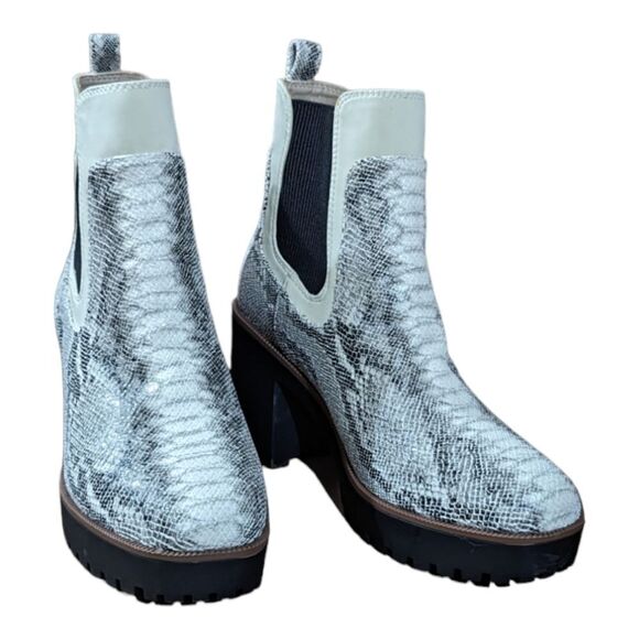 Chinese Laundry Good Day Snake Skin Block Heel Bootie Chelsea Boots Size 8.5 - Picture 7 of 11